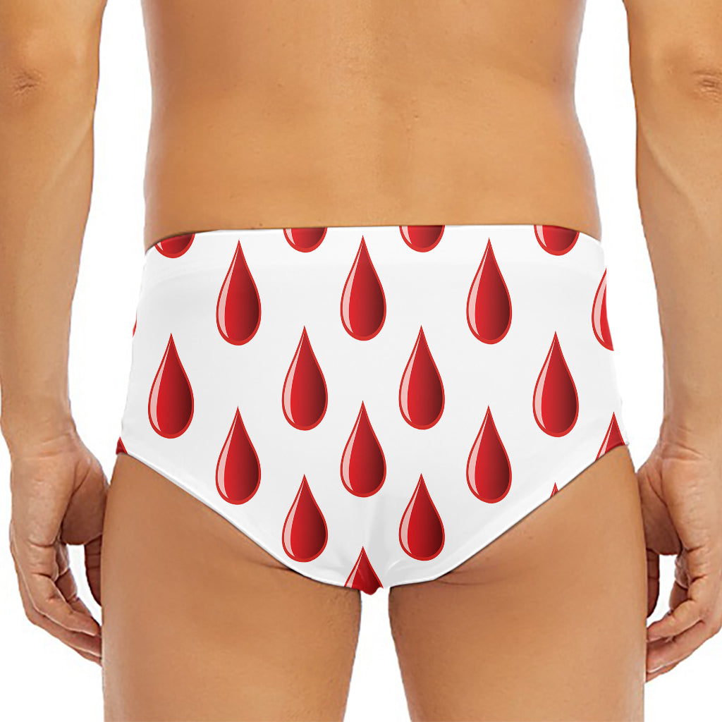Red Blood Drop Pattern Print Men's Triangle Swim Briefs