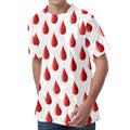 Red Blood Drop Pattern Print Men's Velvet T-Shirt