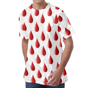 Red Blood Drop Pattern Print Men's Velvet T-Shirt