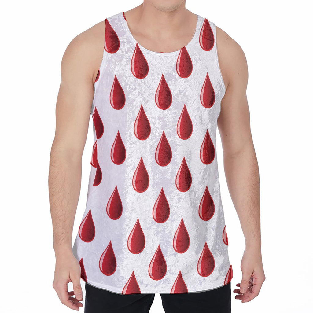 Red Blood Drop Pattern Print Men's Velvet Tank Top