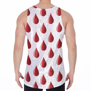 Red Blood Drop Pattern Print Men's Velvet Tank Top