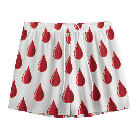 Red Blood Drop Pattern Print Mesh Shorts