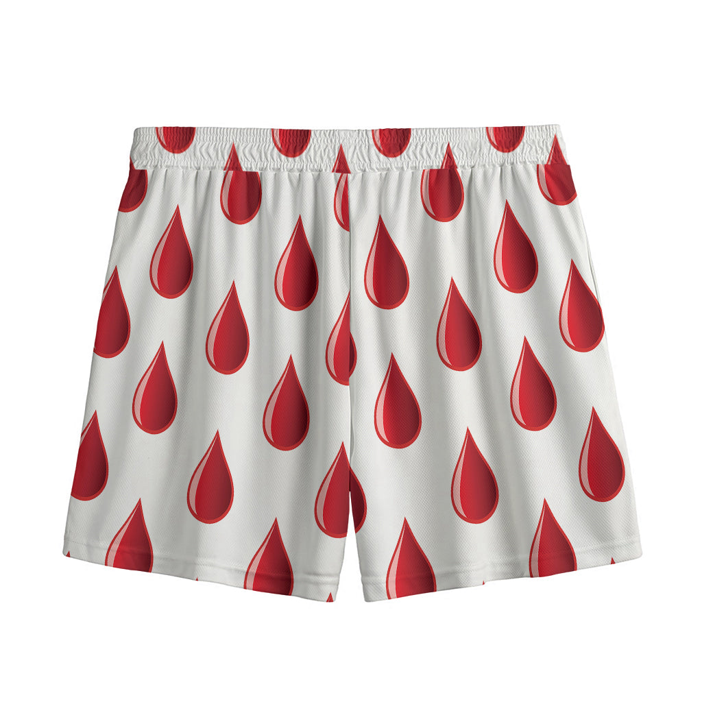 Red Blood Drop Pattern Print Mesh Shorts