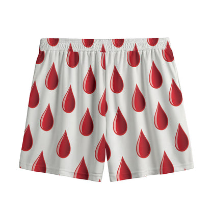 Red Blood Drop Pattern Print Mesh Shorts