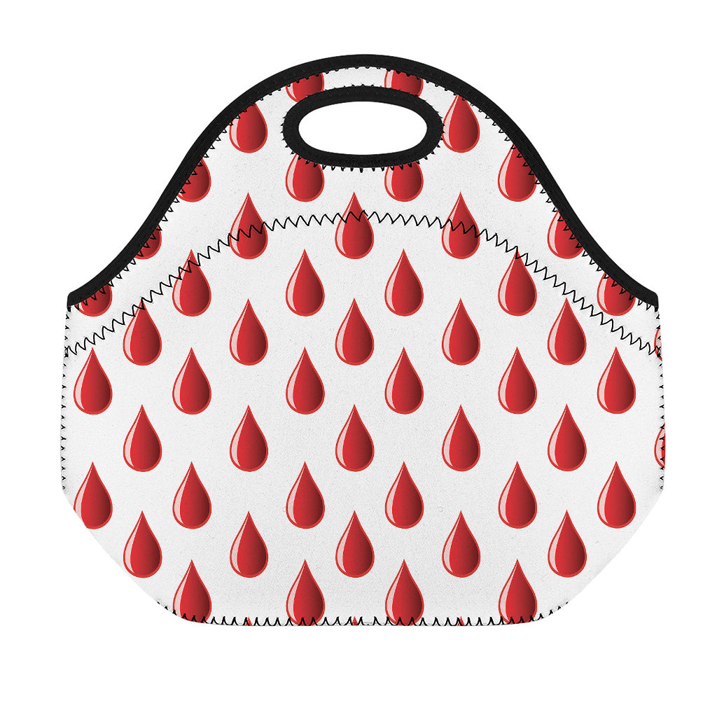 Red Blood Drop Pattern Print Neoprene Lunch Bag