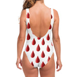 Red Blood Drop Pattern Print One Piece Swimsuit