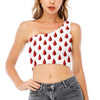 Red Blood Drop Pattern Print One Shoulder Crop Top