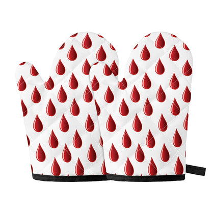Red Blood Drop Pattern Print Oven Mitts