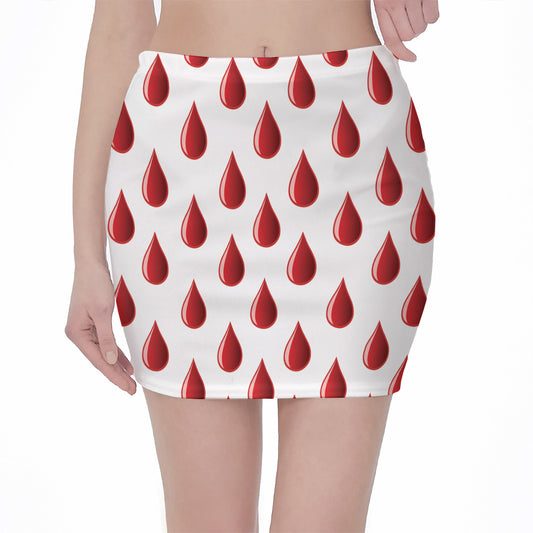 Red Blood Drop Pattern Print Pencil Mini Skirt