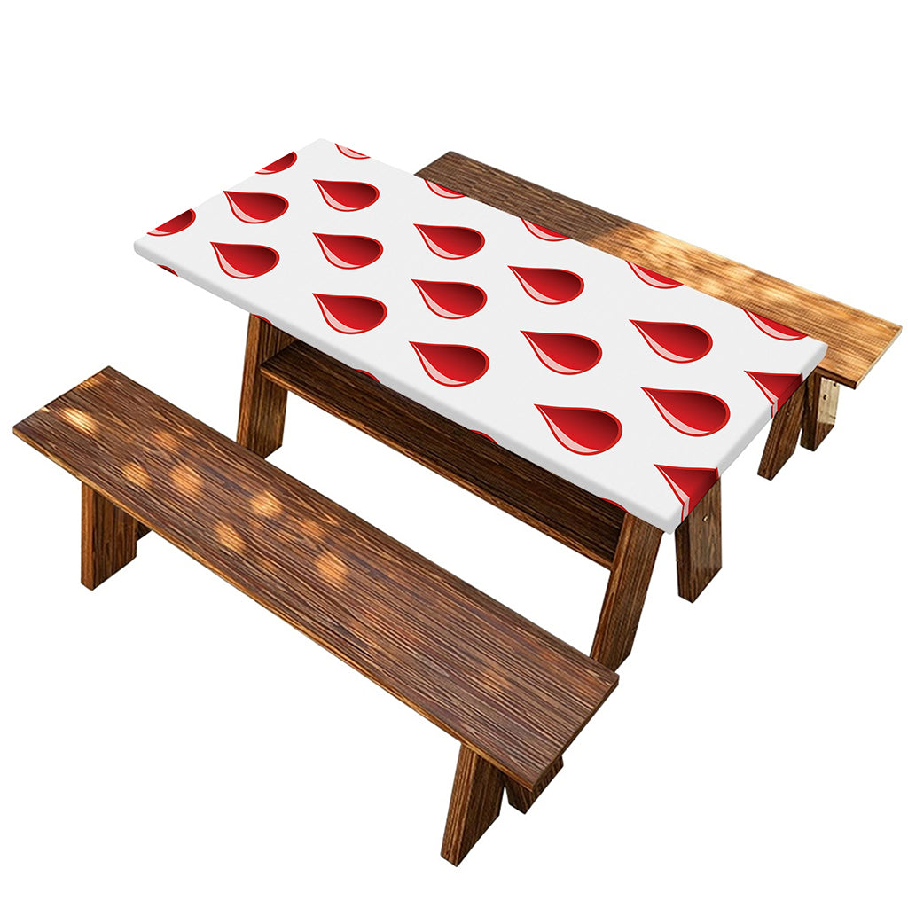 Red Blood Drop Pattern Print Picnic Table Cover