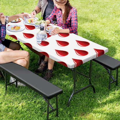 Red Blood Drop Pattern Print Picnic Table Cover