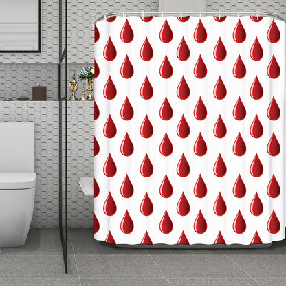 Red Blood Drop Pattern Print Polyester Shower Curtain