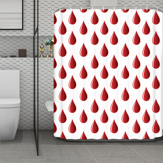 Red Blood Drop Pattern Print Polyester Shower Curtain