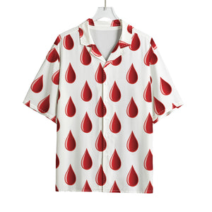 Red Blood Drop Pattern Print Rayon Hawaiian Shirt