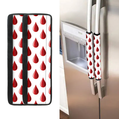 Red Blood Drop Pattern Print Refrigerator Handle Covers