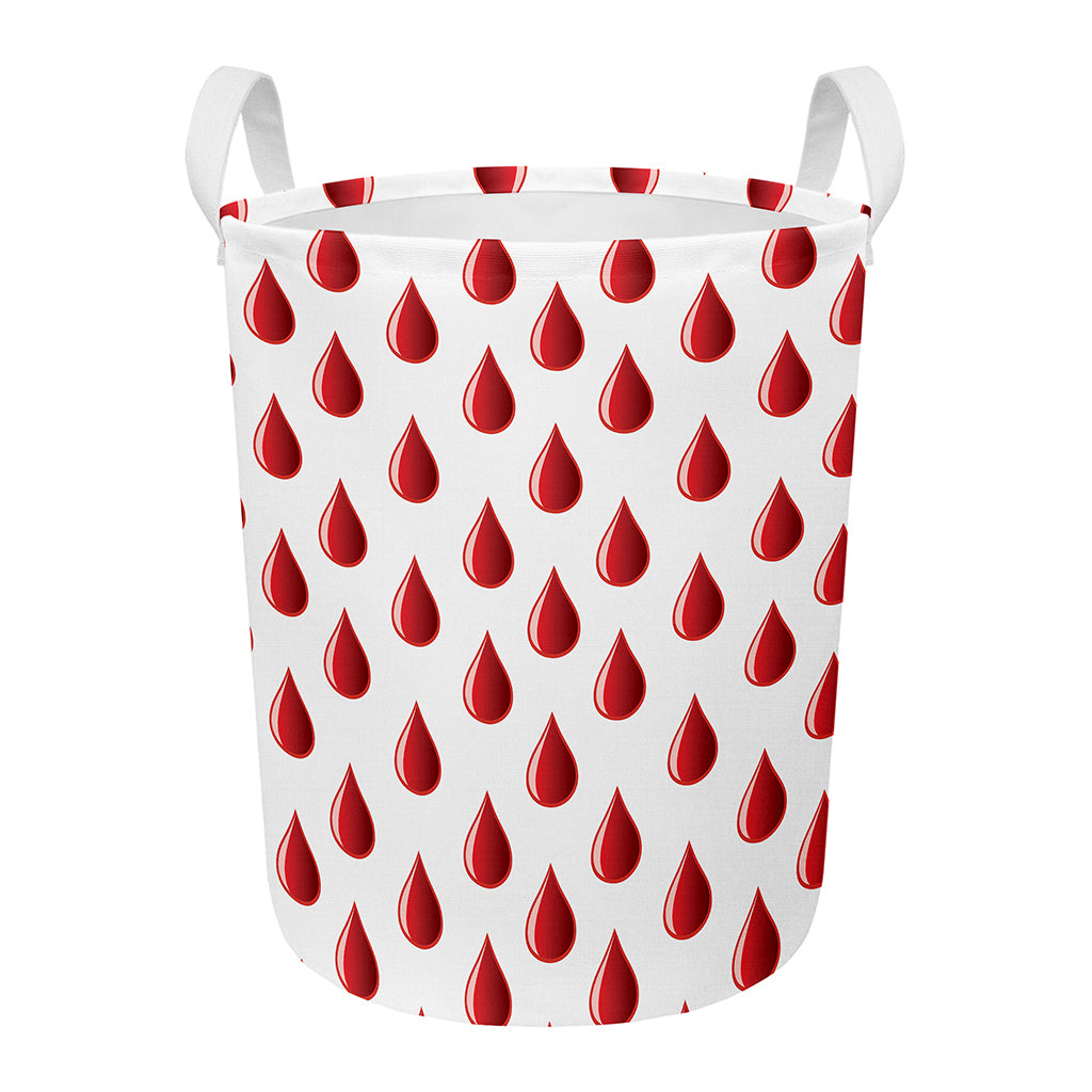 Red Blood Drop Pattern Print Round Laundry Basket