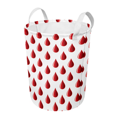 Red Blood Drop Pattern Print Round Laundry Basket