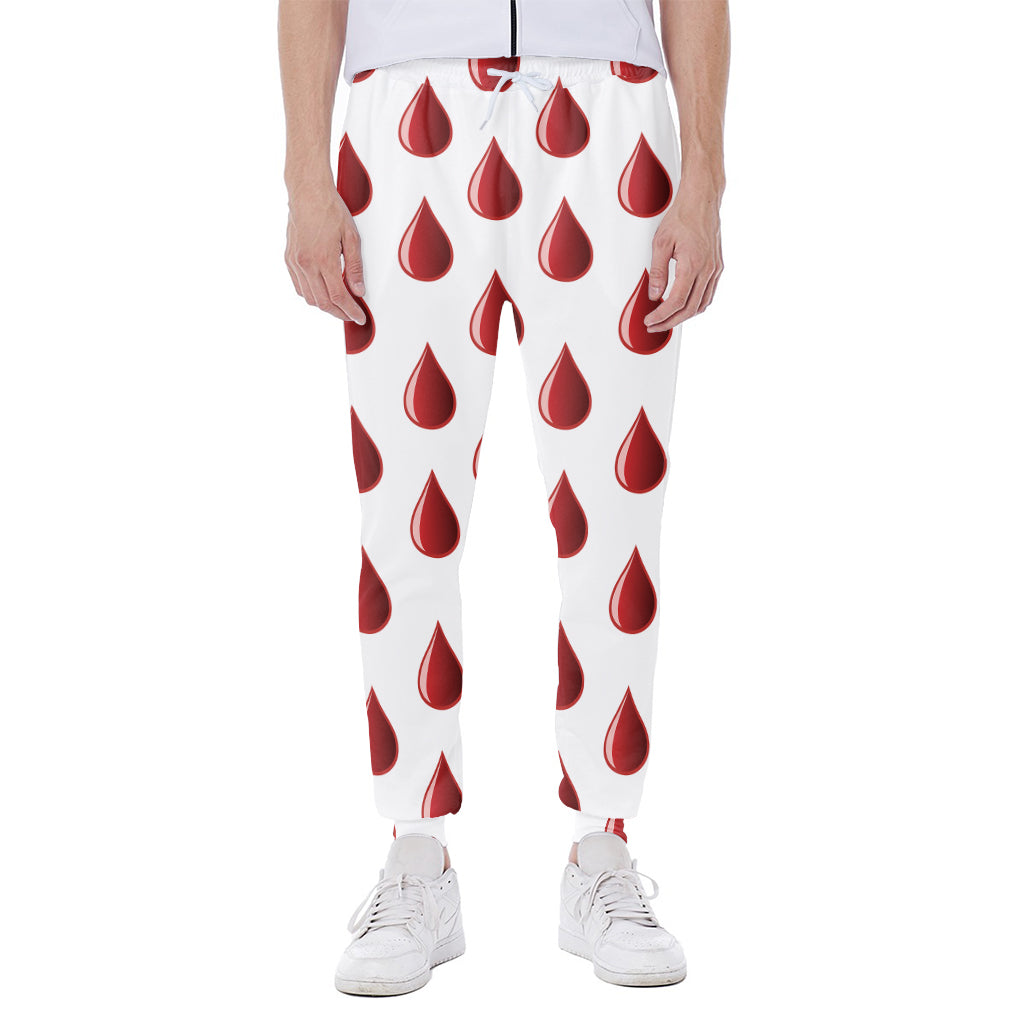 Red Blood Drop Pattern Print Scuba Joggers