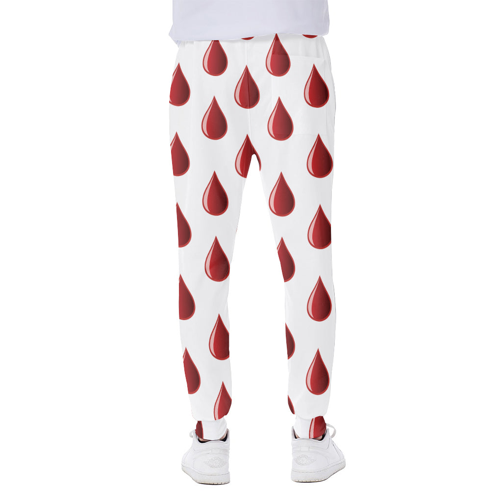 Red Blood Drop Pattern Print Scuba Joggers