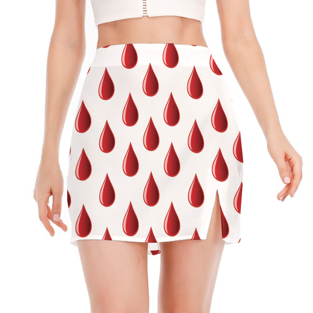 Red Blood Drop Pattern Print Side Slit Mini Skirt