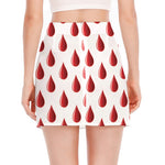 Red Blood Drop Pattern Print Side Slit Mini Skirt