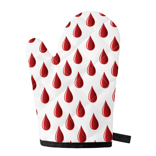Red Blood Drop Pattern Print Single Oven Mitt