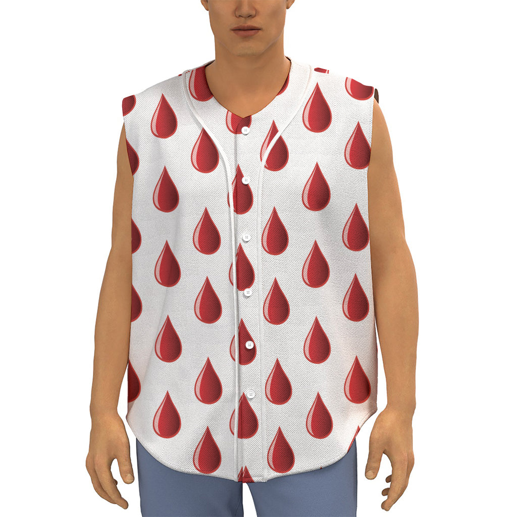 Red Blood Drop Pattern Print Sleeveless Baseball Jersey