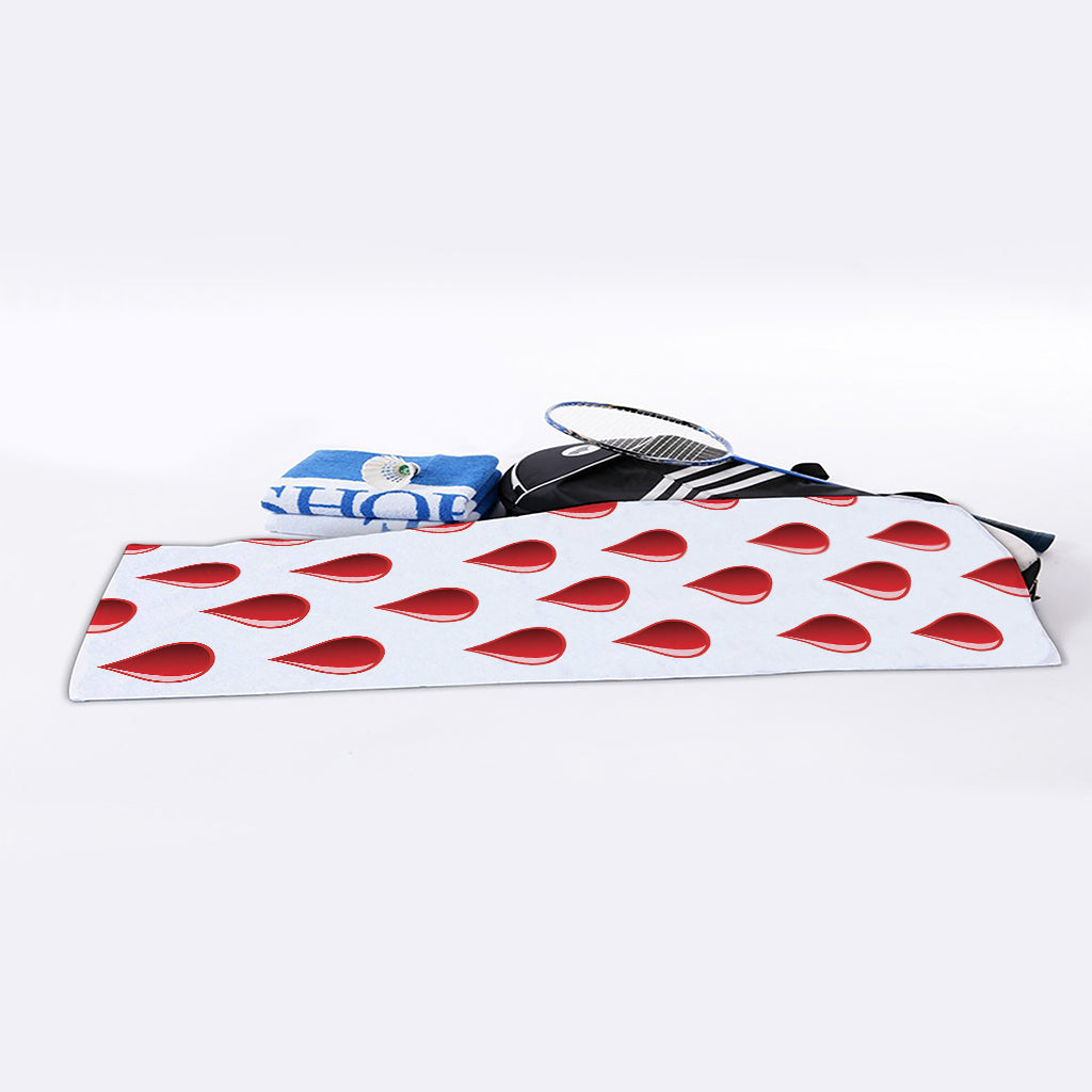 Red Blood Drop Pattern Print Sports Towel