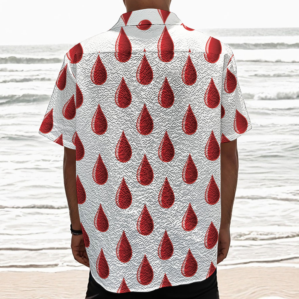 Red Blood Drop Pattern Print Textured Short Sleeve Shirt