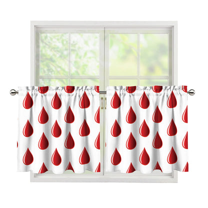 Red Blood Drop Pattern Print Tier Curtains