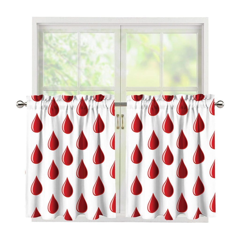Red Blood Drop Pattern Print Tier Curtains