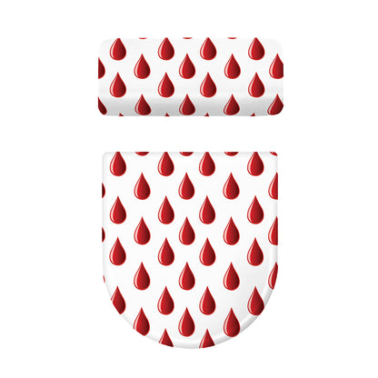 Red Blood Drop Pattern Print Toilet Lid And Tank Cover Set