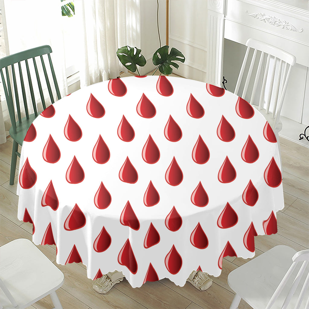 Red Blood Drop Pattern Print Waterproof Round Tablecloth