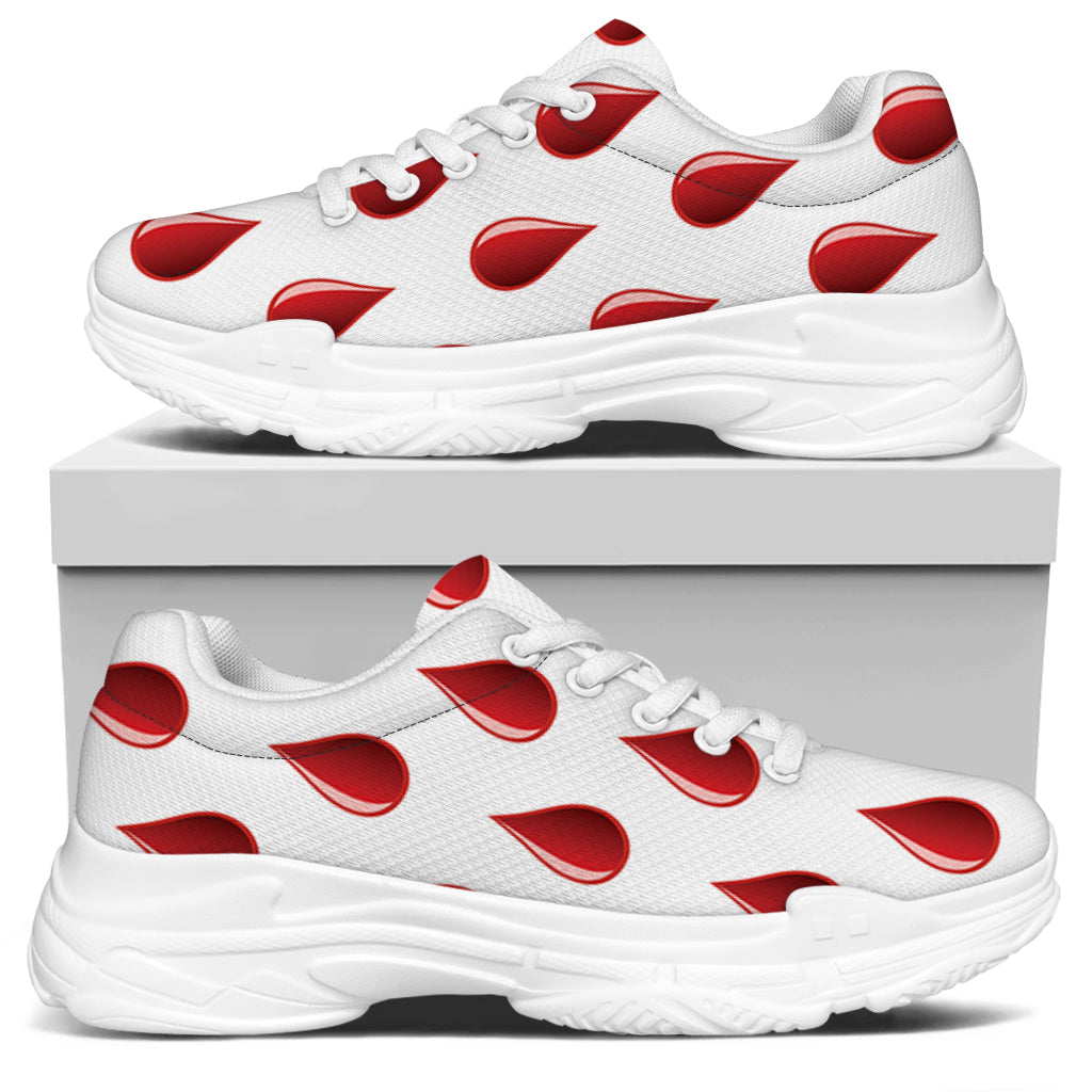 Red Blood Drop Pattern Print White Chunky Shoes