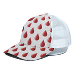 Red Blood Drop Pattern Print White Mesh Trucker Cap