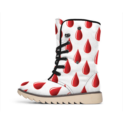 Red Blood Drop Pattern Print Winter Boots