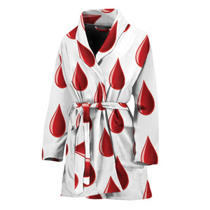 Red Blood Drop Pattern Print Women's Bathrobe