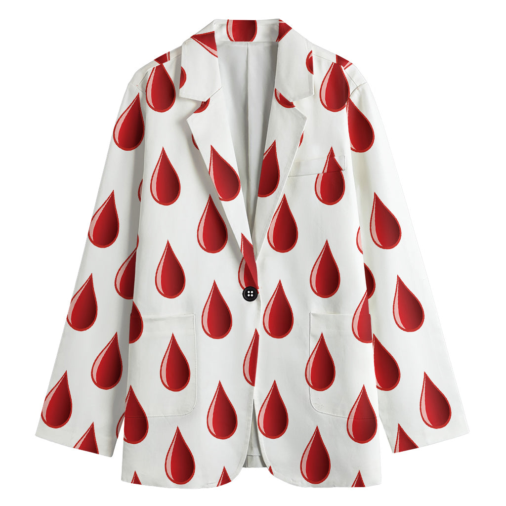 Red Blood Drop Pattern Print Women's Blazer