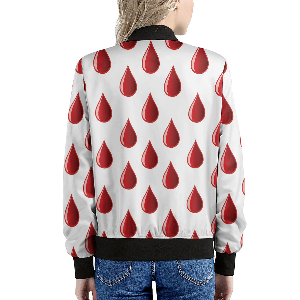 Red Blood Drop Pattern Print Women's Bomber Jacket