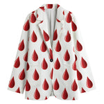 Red Blood Drop Pattern Print Women's Cotton Blazer