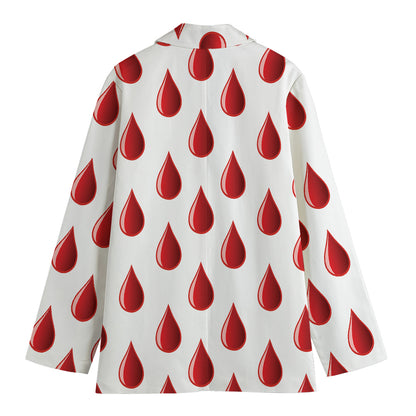 Red Blood Drop Pattern Print Women's Cotton Blazer
