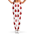 Red Blood Drop Pattern Print Women's Leggings