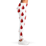 Red Blood Drop Pattern Print Women's Leggings