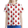 Red Blood Drop Pattern Print Women's Polo Shirt