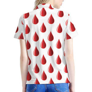 Red Blood Drop Pattern Print Women's Polo Shirt