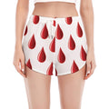 Red Blood Drop Pattern Print Women's Split Running Shorts