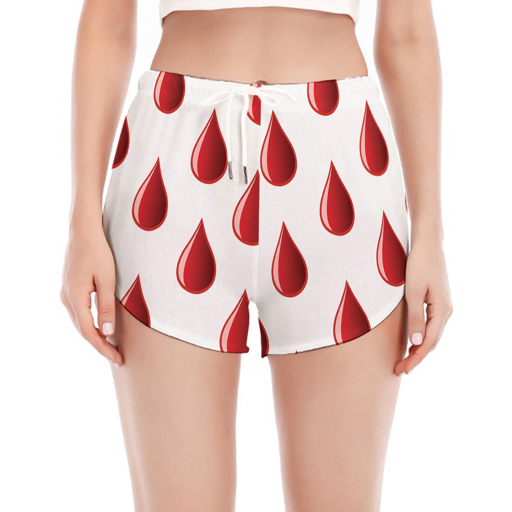 Red Blood Drop Pattern Print Women's Split Running Shorts