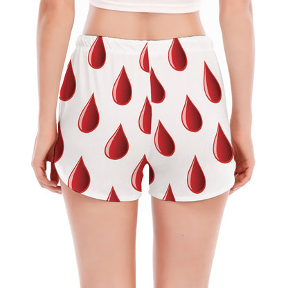 Red Blood Drop Pattern Print Women's Split Running Shorts