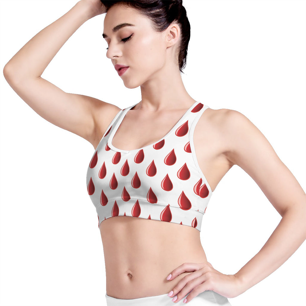 Red Blood Drop Pattern Print Women's Sports Bra