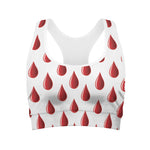 Red Blood Drop Pattern Print Women's Sports Bra